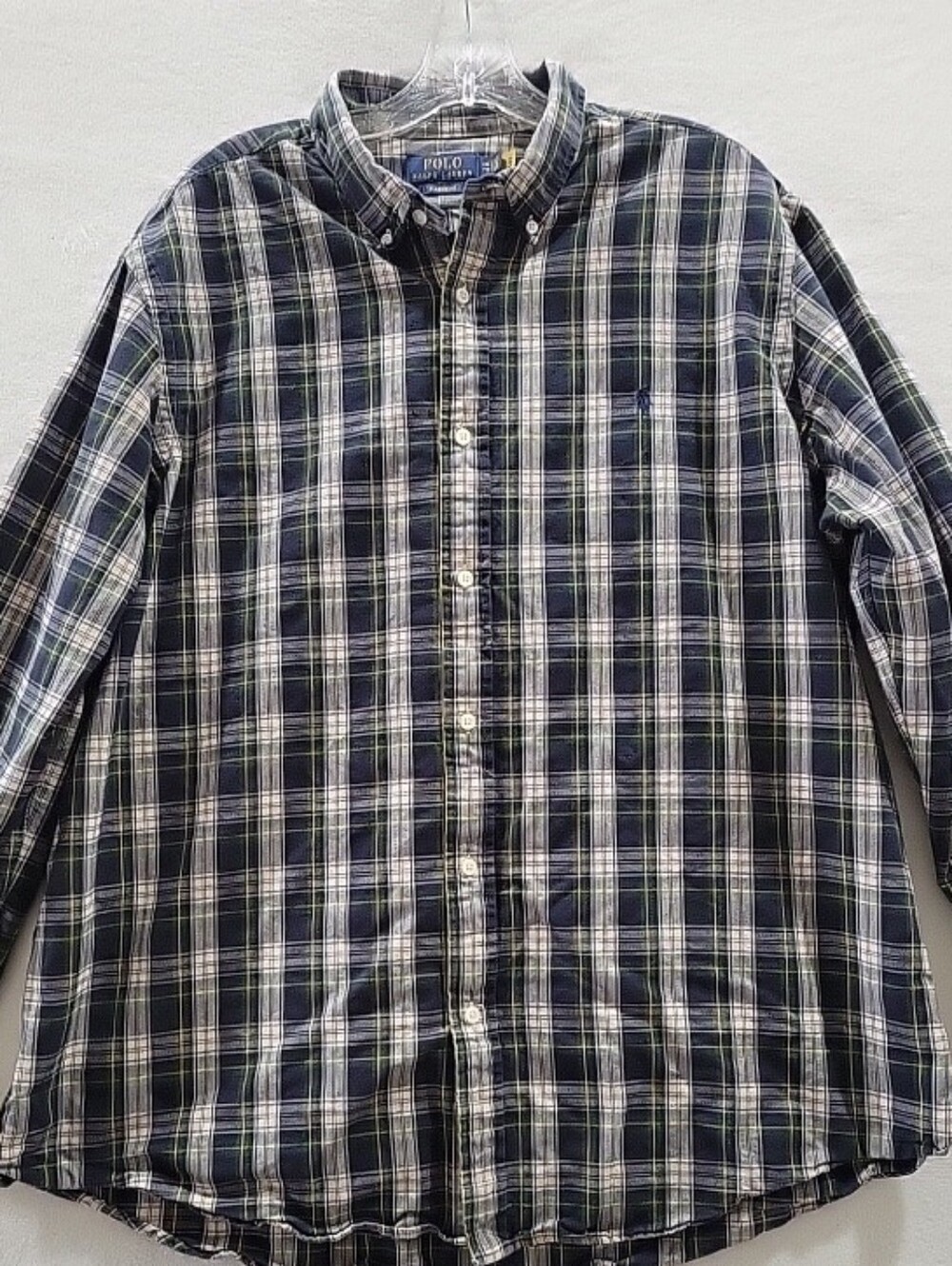Ralph Lauren Shirt Mens XXL Green Plaid Flannel Classic Fit Long Sleeve Button